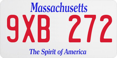 MA license plate 9XB272