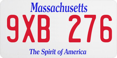 MA license plate 9XB276