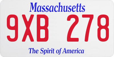 MA license plate 9XB278