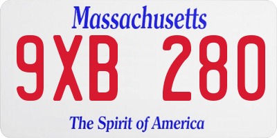 MA license plate 9XB280