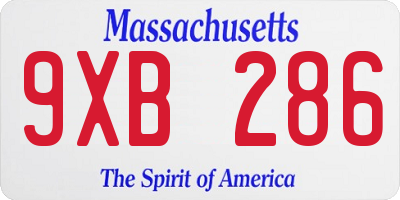 MA license plate 9XB286