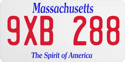 MA license plate 9XB288