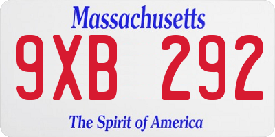 MA license plate 9XB292
