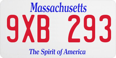 MA license plate 9XB293