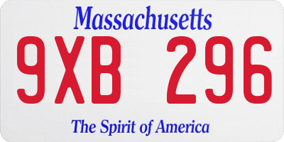 MA license plate 9XB296