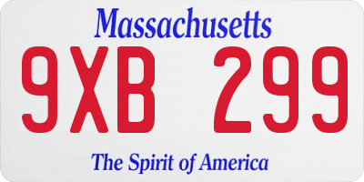 MA license plate 9XB299