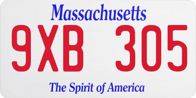 MA license plate 9XB305
