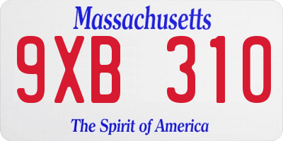 MA license plate 9XB310
