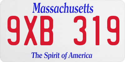 MA license plate 9XB319
