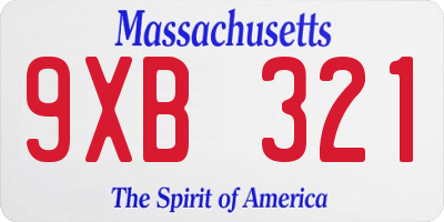 MA license plate 9XB321