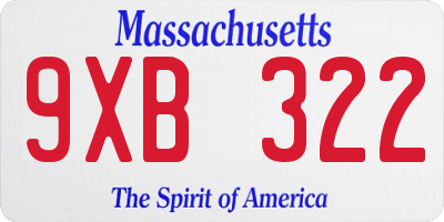 MA license plate 9XB322