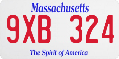MA license plate 9XB324