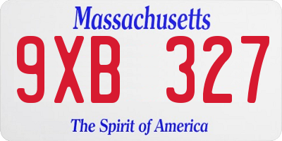 MA license plate 9XB327