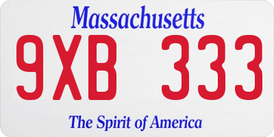 MA license plate 9XB333