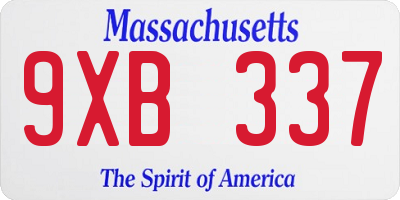 MA license plate 9XB337