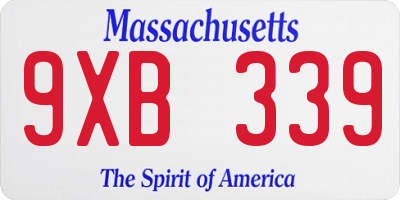 MA license plate 9XB339