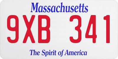 MA license plate 9XB341