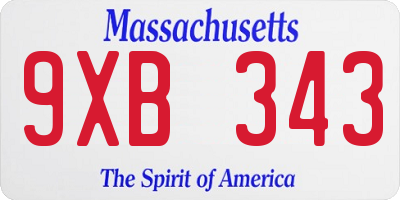 MA license plate 9XB343