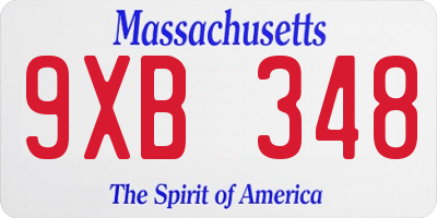 MA license plate 9XB348