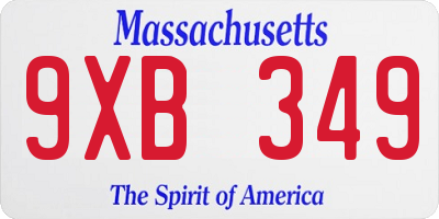 MA license plate 9XB349