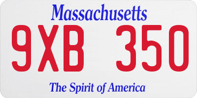 MA license plate 9XB350