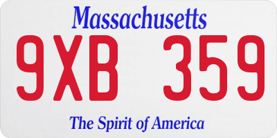 MA license plate 9XB359