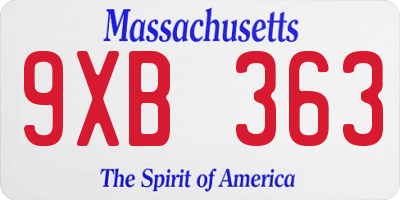MA license plate 9XB363