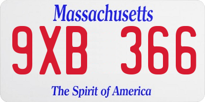 MA license plate 9XB366