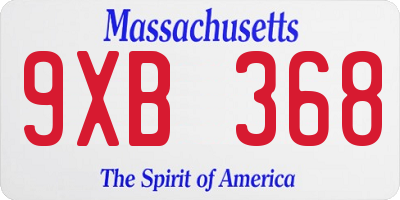 MA license plate 9XB368