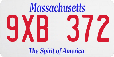 MA license plate 9XB372