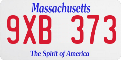 MA license plate 9XB373