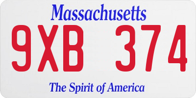 MA license plate 9XB374