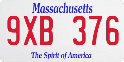 MA license plate 9XB376