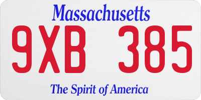 MA license plate 9XB385