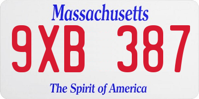 MA license plate 9XB387