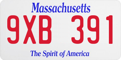 MA license plate 9XB391