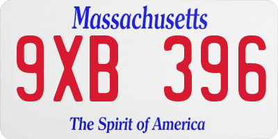 MA license plate 9XB396