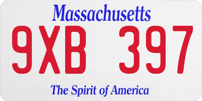 MA license plate 9XB397