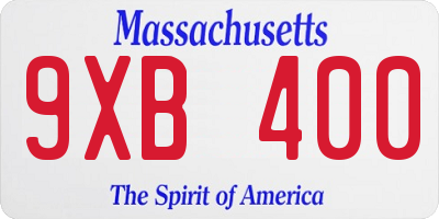MA license plate 9XB400
