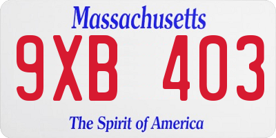MA license plate 9XB403