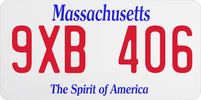MA license plate 9XB406