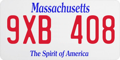 MA license plate 9XB408