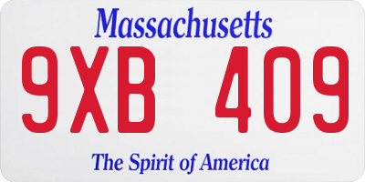 MA license plate 9XB409