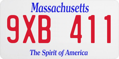 MA license plate 9XB411