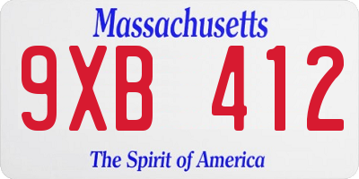 MA license plate 9XB412