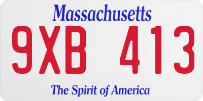 MA license plate 9XB413