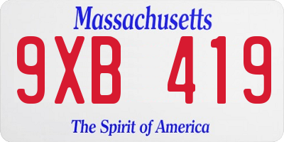 MA license plate 9XB419