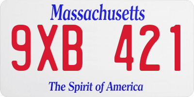 MA license plate 9XB421