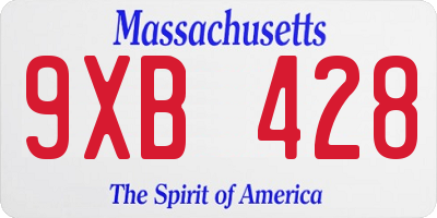 MA license plate 9XB428