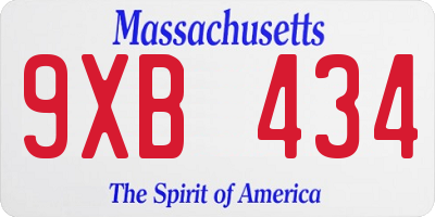 MA license plate 9XB434